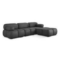 ECKSOFA Beidseitig Kunstleder Grau - Beige/Schwarz, Leder/Kunststoff (285/191cm) - Makamii