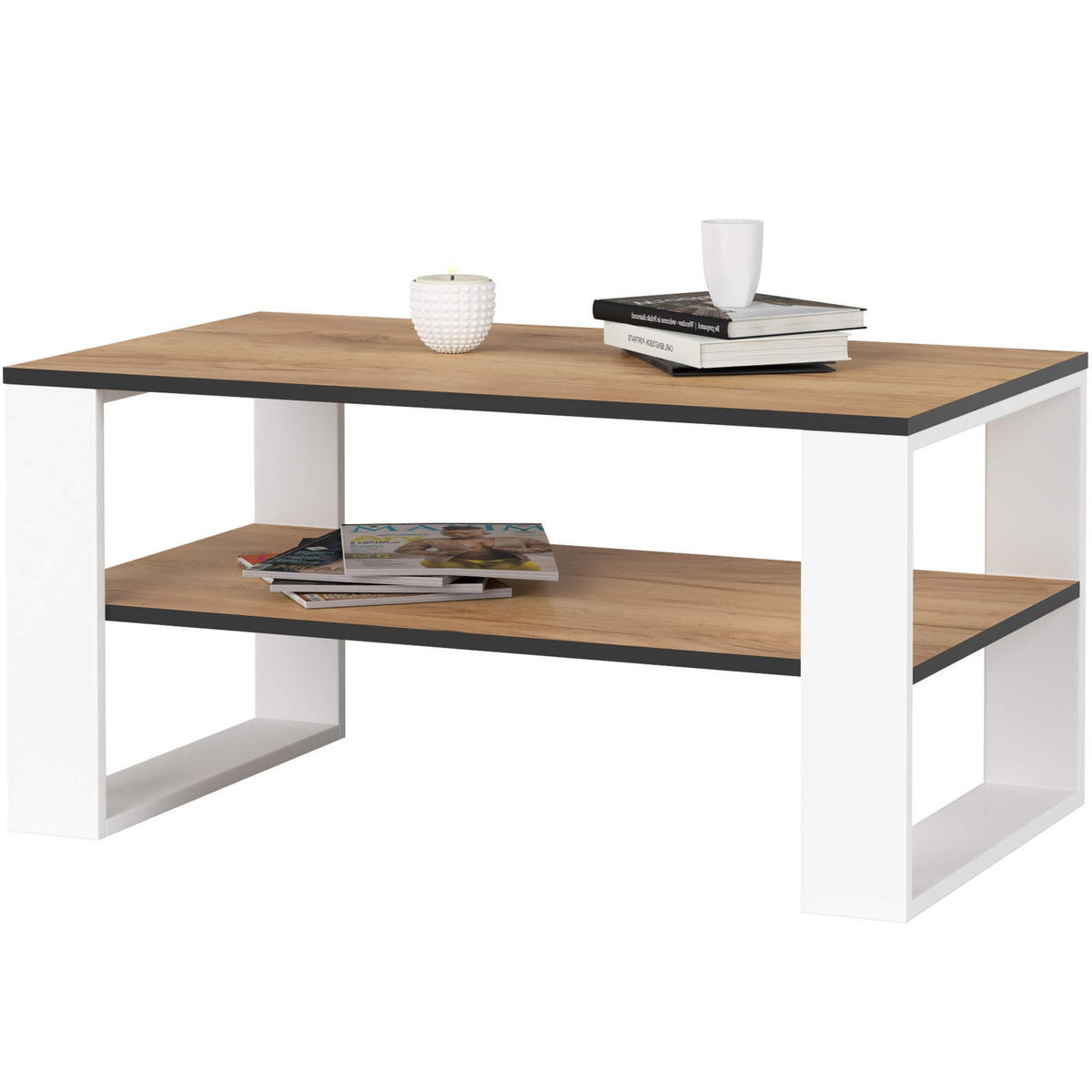 COUCHTISCH ALEX Craft-Weiß, 92x53x45 cm - Weiß/Nickelfarben, Holz (92/45/53cm) - Milordbikes