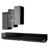 WOHNWAND Kossana 11 Schwarz 300/142/43 cm Design - Schwarz, Holzwerkstoff/Kunststoff (300/142/43cm) - AX Living