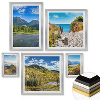 WANDBILDER 5er Set - 50x50 cm & 20x30 cm & 40x60 cm Silberner Rahmen - See, Brücken, Berge - Silberfarben, Kunststoff (40/60cm) - ArtPrintCave
