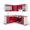 ECKKÜCHE Fame-Line Bordeaux Hochglanz/Weiß 160 x 190 cm, AP Eiche - Bordeaux/Weiß, Holzwerkstoff (190/81.6/60cm) - Vicco