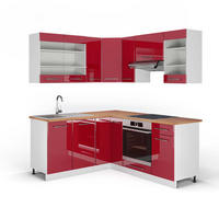 ECKKÜCHE Fame-Line Bordeaux Hochglanz/Weiß 160 x 190 cm, AP Eiche - Bordeaux/Weiß, Holzwerkstoff (190/81.6/60cm) - Vicco