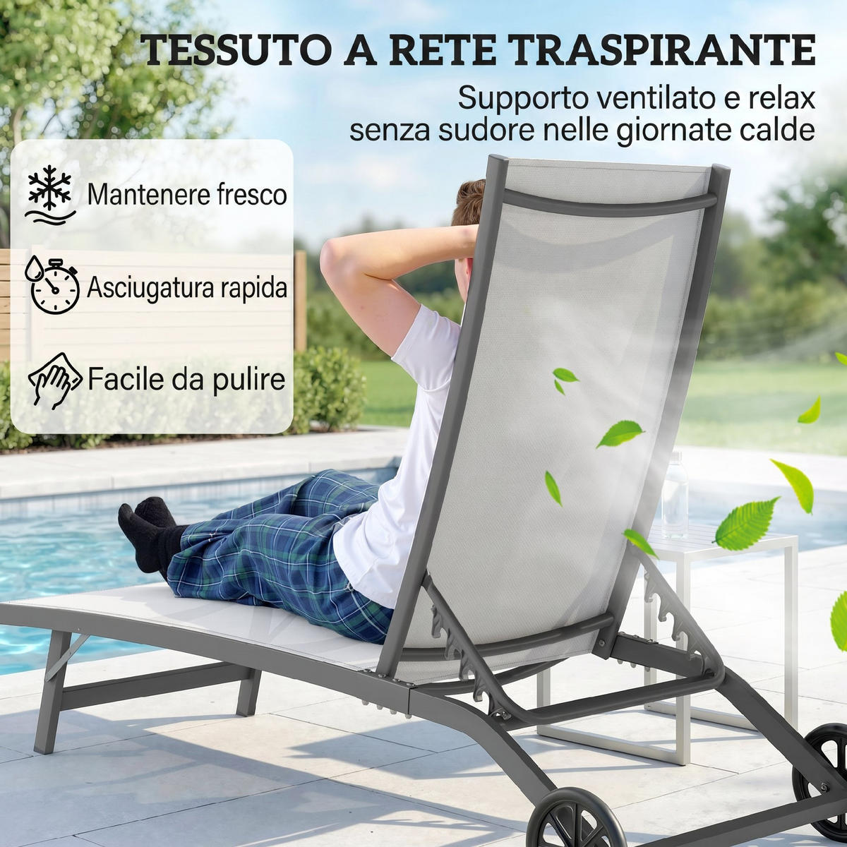 SONNENLIEGE 2er-Set Sonnenliegen mit verstellbarer Rückenlehne 66 x 165 x 102 cm ,Creme - Creme, Metall (66/102/165cm) - Vallsero