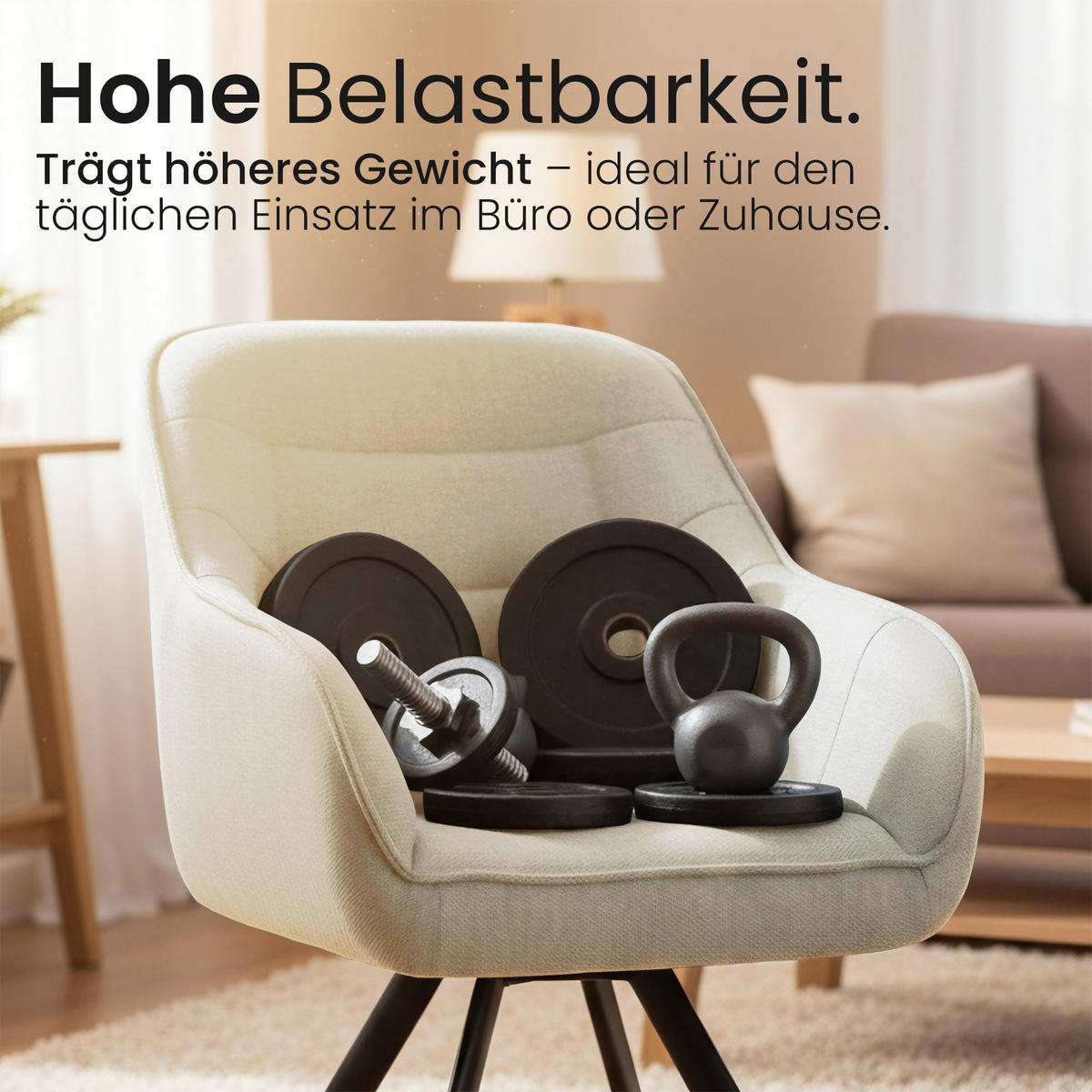 ESSZIMMERSTUHL Stoff Creme - Creme/Schwarz, Textil/Metall (57/89/64cm) - CLP