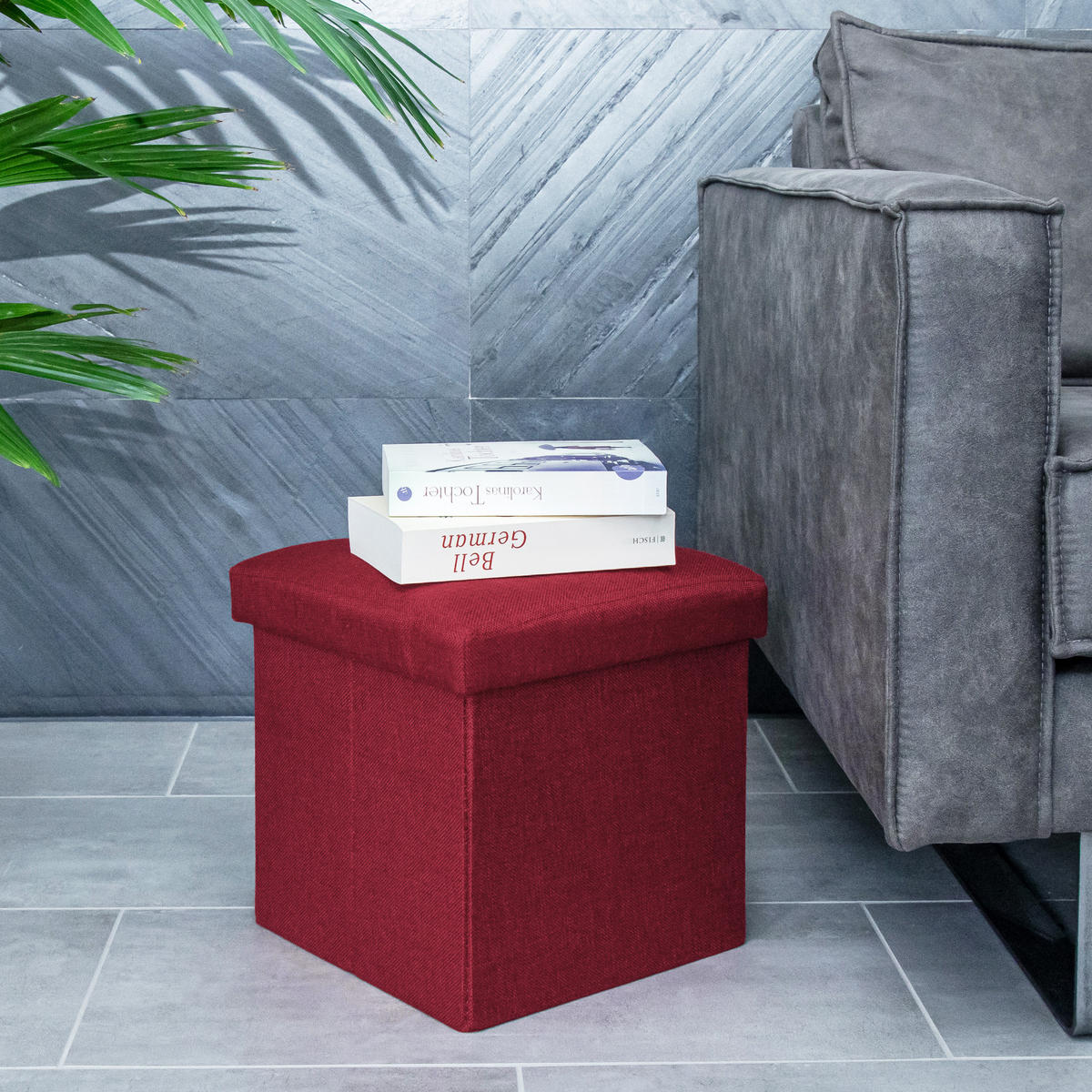 SITZWÜRFEL Faltbar 30/30/30 cm (Rot) - Rot, Textil (30/30/30cm) - Intirilife