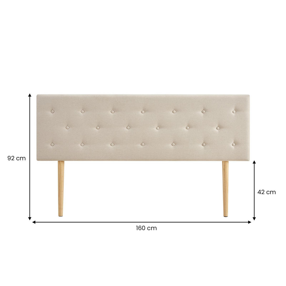 KOPFTEIL LULINE 160X190 CM - Beige, Textil (160/92/7cm) - IDIMEX