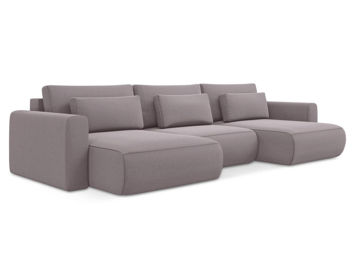 WOHNLANDSCHAFT Samt Stoff Violett - Lila/Flieder, Kunststoff/Textil (340/82/149cm) - Makamii