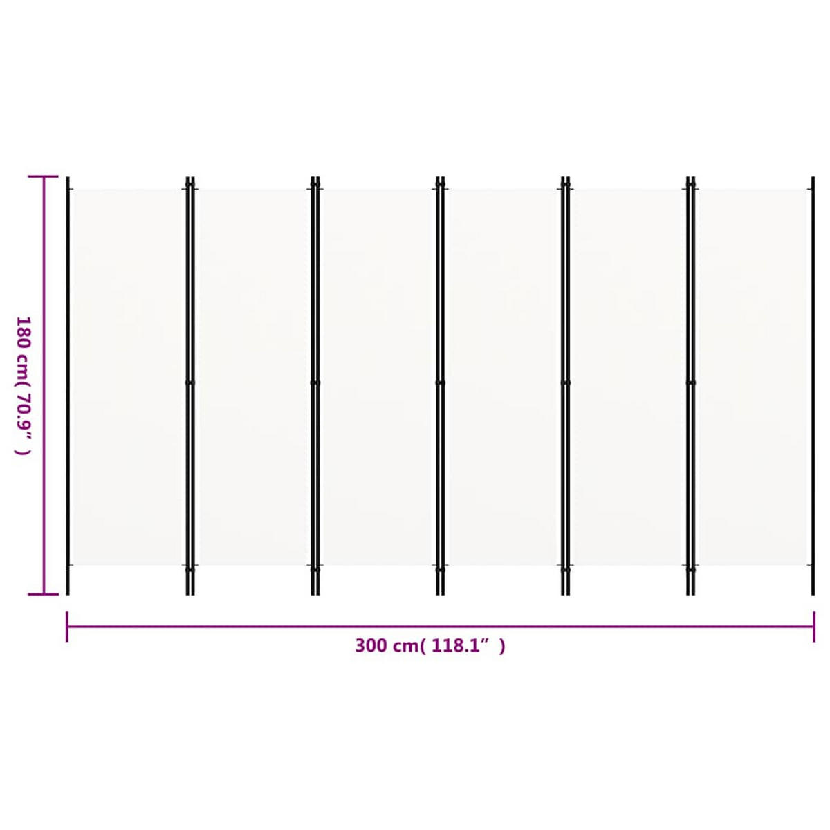 RAUMETEILER 6-teilig Weiss 300/180 Cm - Weiß, Textil (180/0.1/300cm) - vidaXL