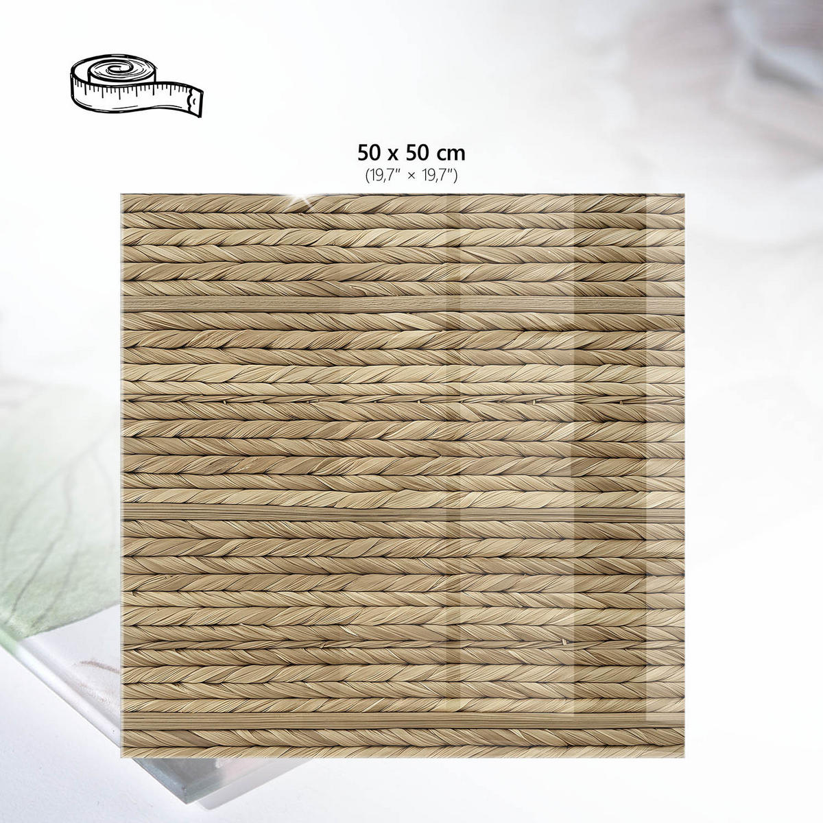 TISCHPLATTE 50x50 cm – Flechtmuster - Dunkelblau, Glas (50/50/0.4cm) - Wallfluent