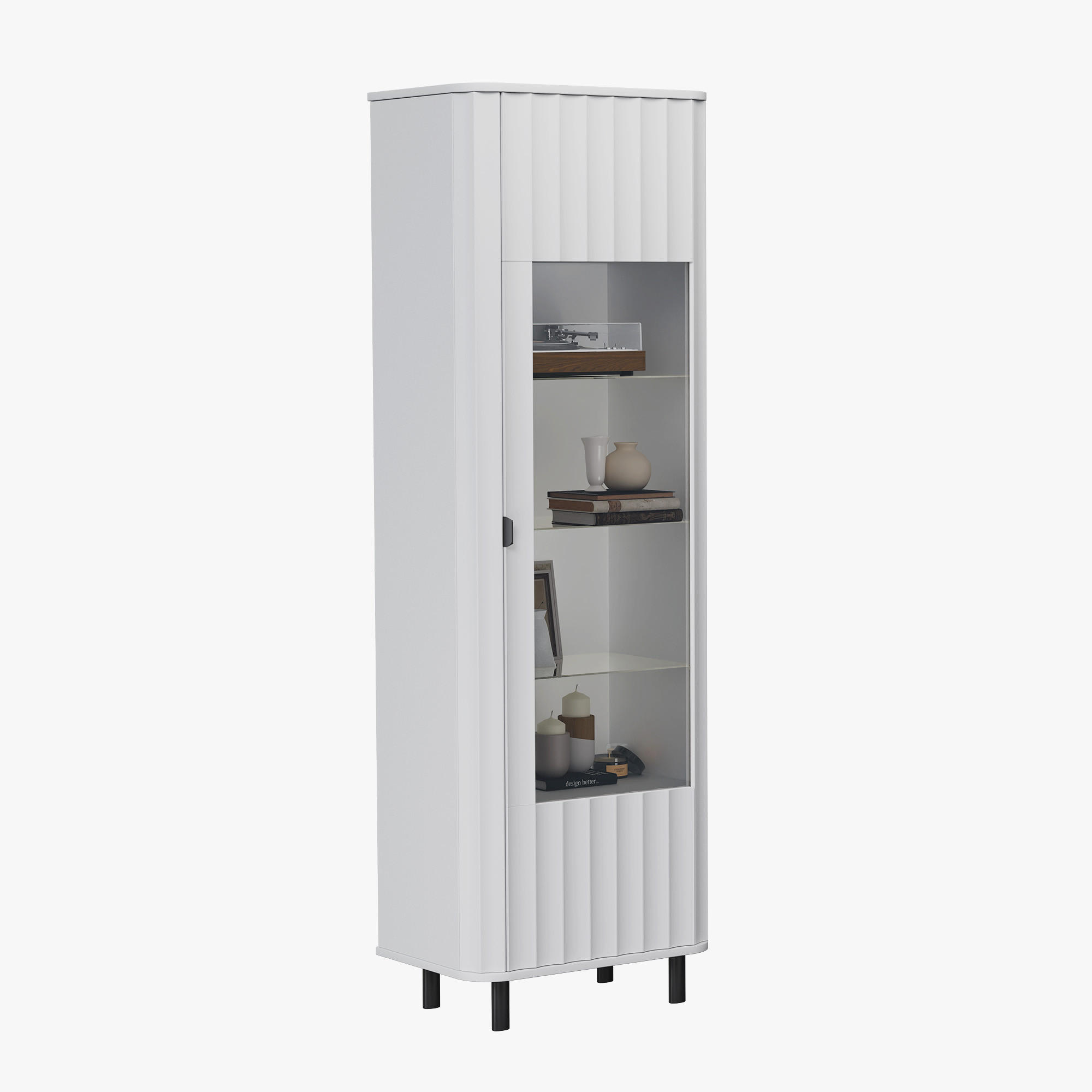Idohome Vitrine Weiß 65x200x40.5 cm