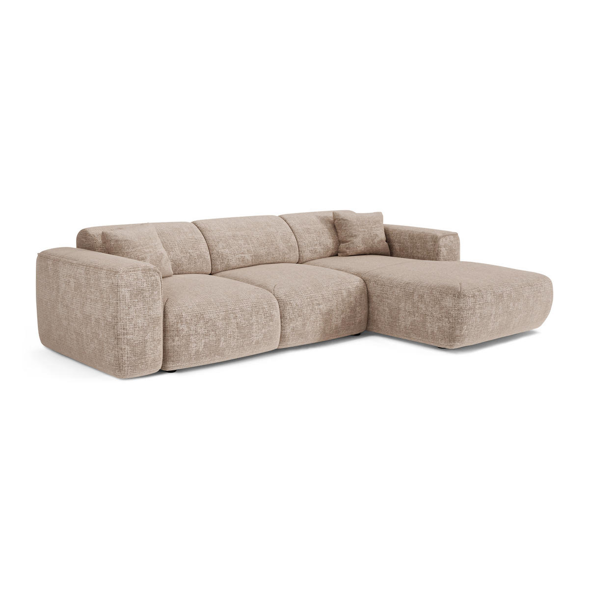 ECKSCHLAFSOFA Geprägter Samt Beige 283cm - Beige, Textil (283/180cm) - Sia Home