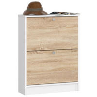 SCHUHSCHRANK Weiß, Sonoma Eiche 60x20x80 cm - Silberfarben/Weiß, Holzwerkstoff/Metall (60/80/20cm) - Akord
