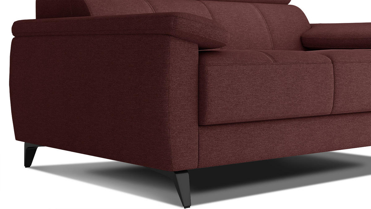 SOFA TAUNUS 2-Sitzer, bordeaux - Bordeaux/Schwarz, Holzwerkstoff/Textil (141/80/102cm) - Courtois Laville