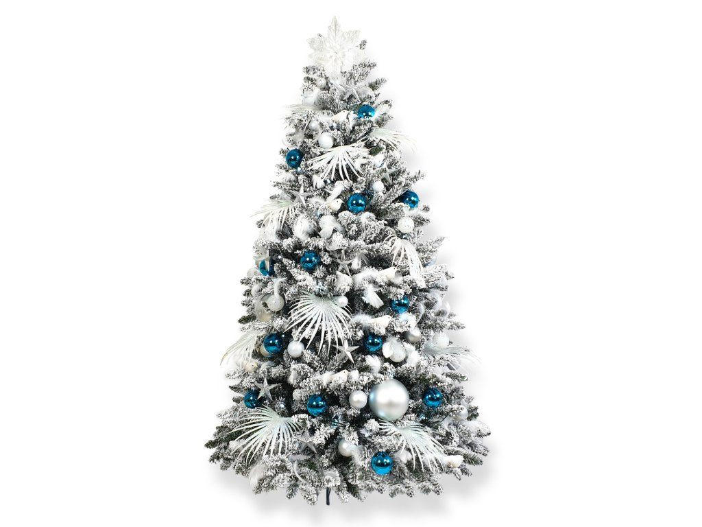 WEIHNACHTSBAUM künstlicher 300 cm, POLAR BLUE, mit 215-teiligem Weihnachtsbaumschmuck, inkl. Metallständer und Aufbewahrungsbox - Weiß, Kunststoff/Metall (152/300cm) - LAALU