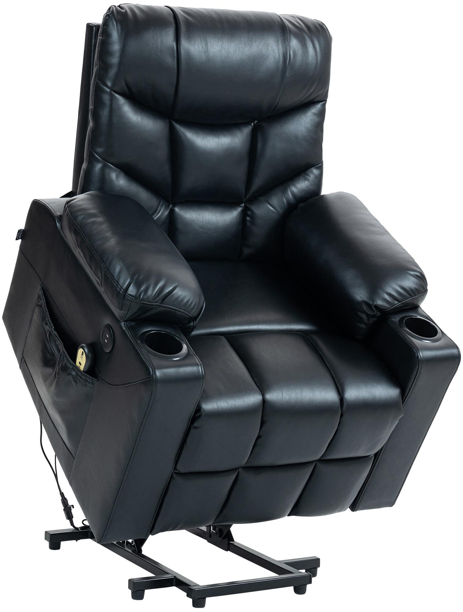 SESSEL Lederlook schwarz - Schwarz, Textil/Metall (84/104/95cm) - CLP