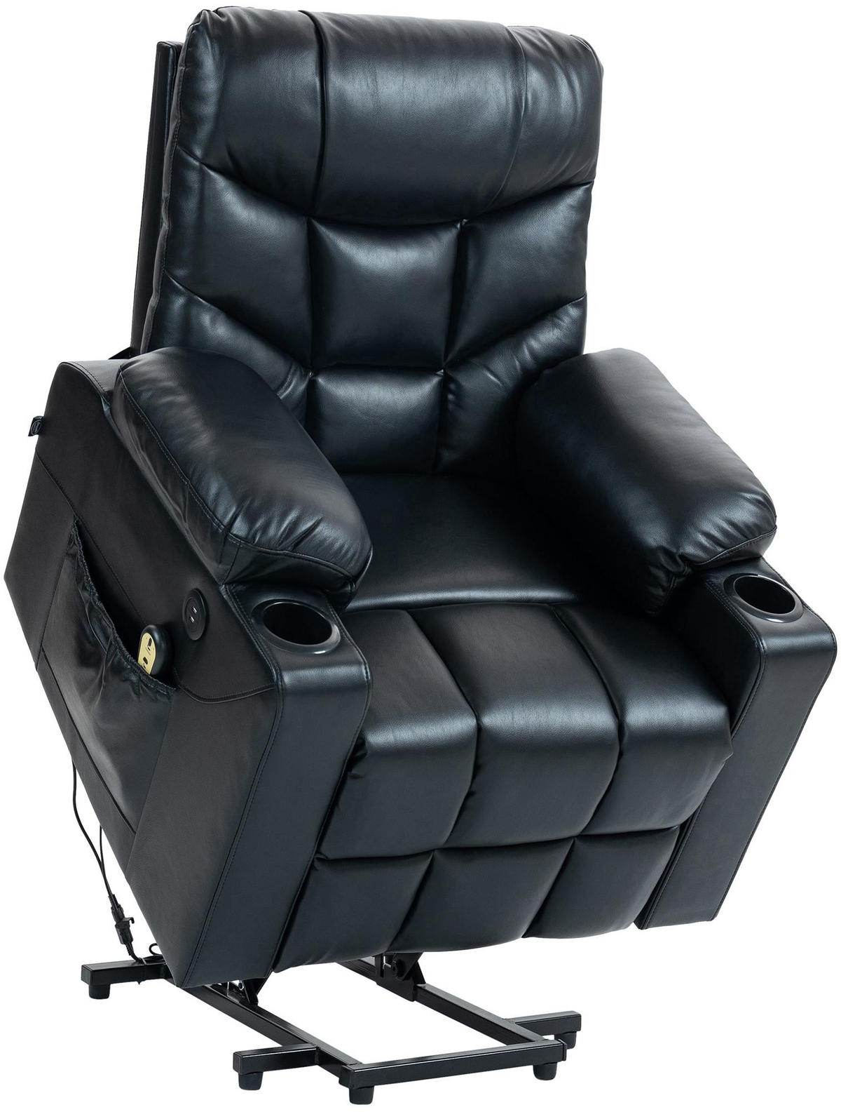 SESSEL Lederlook schwarz - Schwarz, Textil/Metall (84/104/95cm) - CLP
