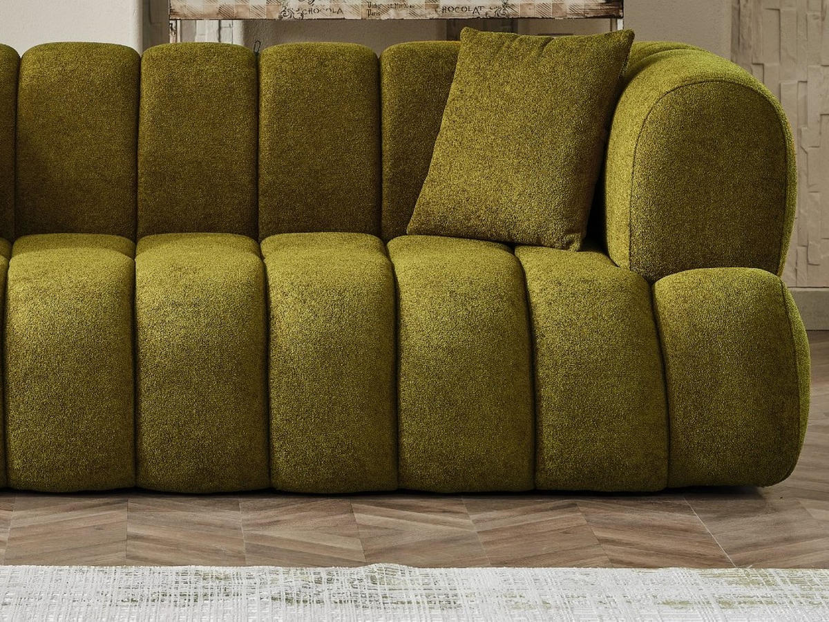 3 Sitzer SOFA Cloudy Samt Grün - Grün, Textil/Metall (250/80/110cm) - Villa Möbel