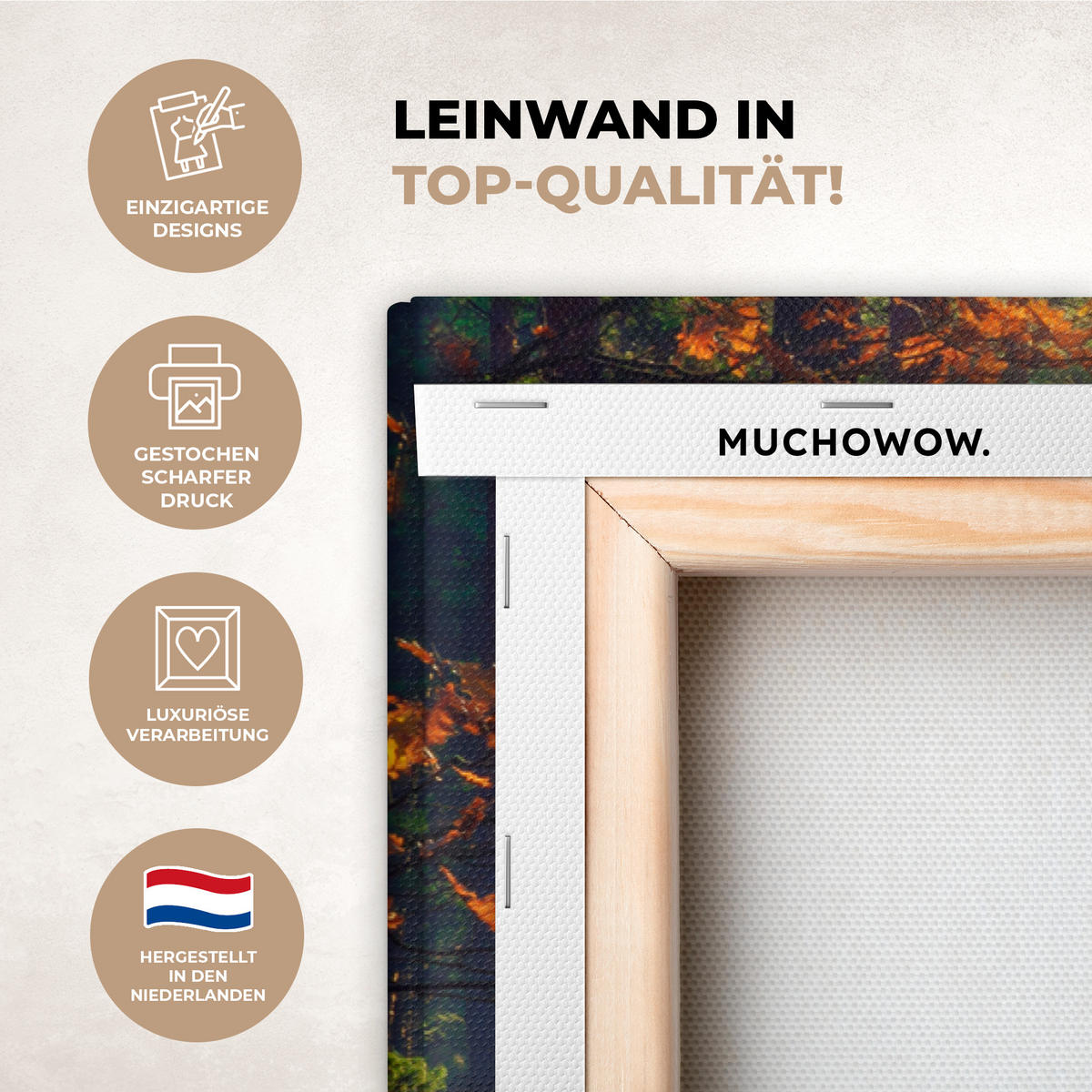 LEINWANDBILD Wald - Herbst - Bäume XXL 150x100 cm - Dunkelgrün, Textil (150/100cm) - MuchoWow