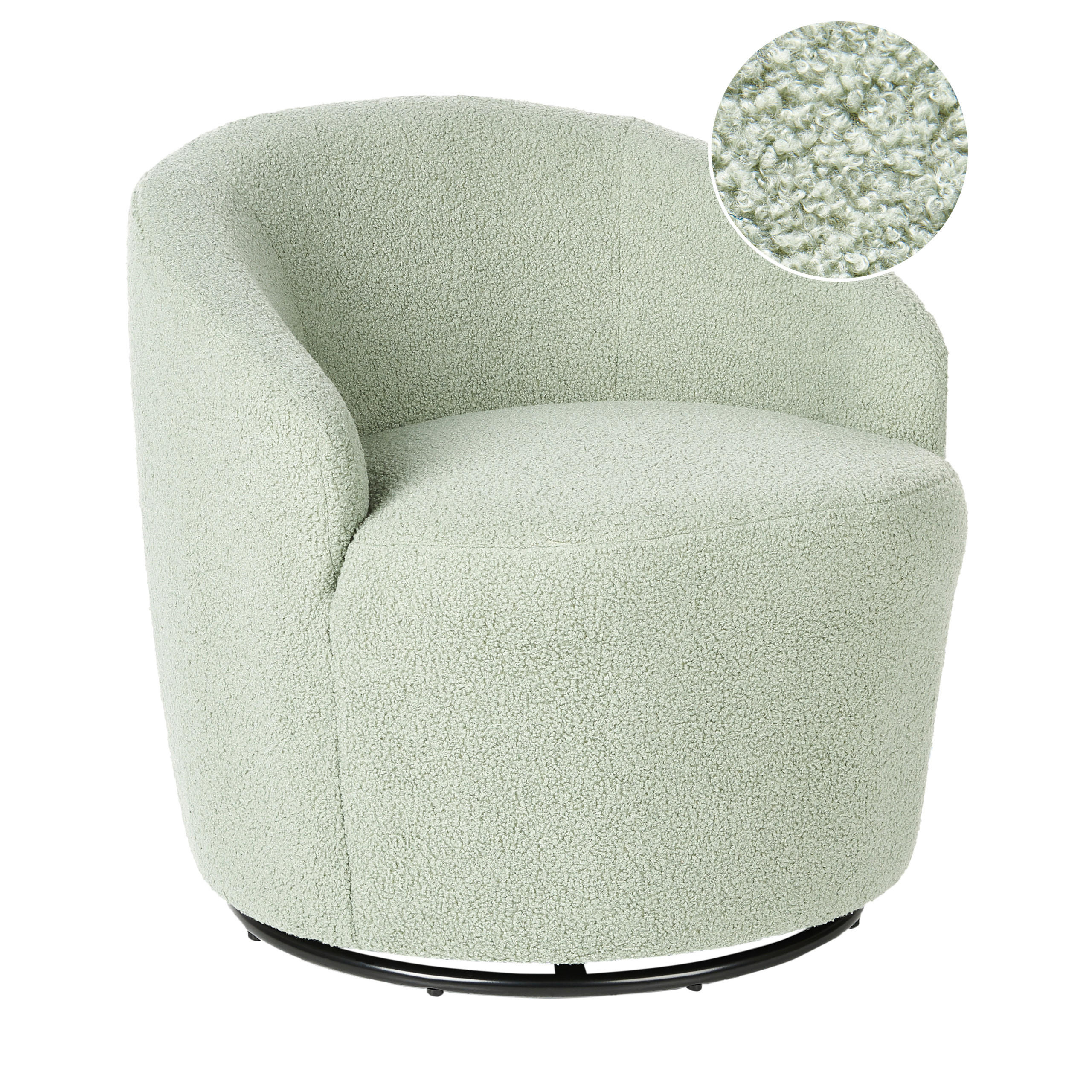 DREHSESSEL Bouclé Hellgrün Davik - Hellgrün, Textil (62/67/63cm) - Beliani