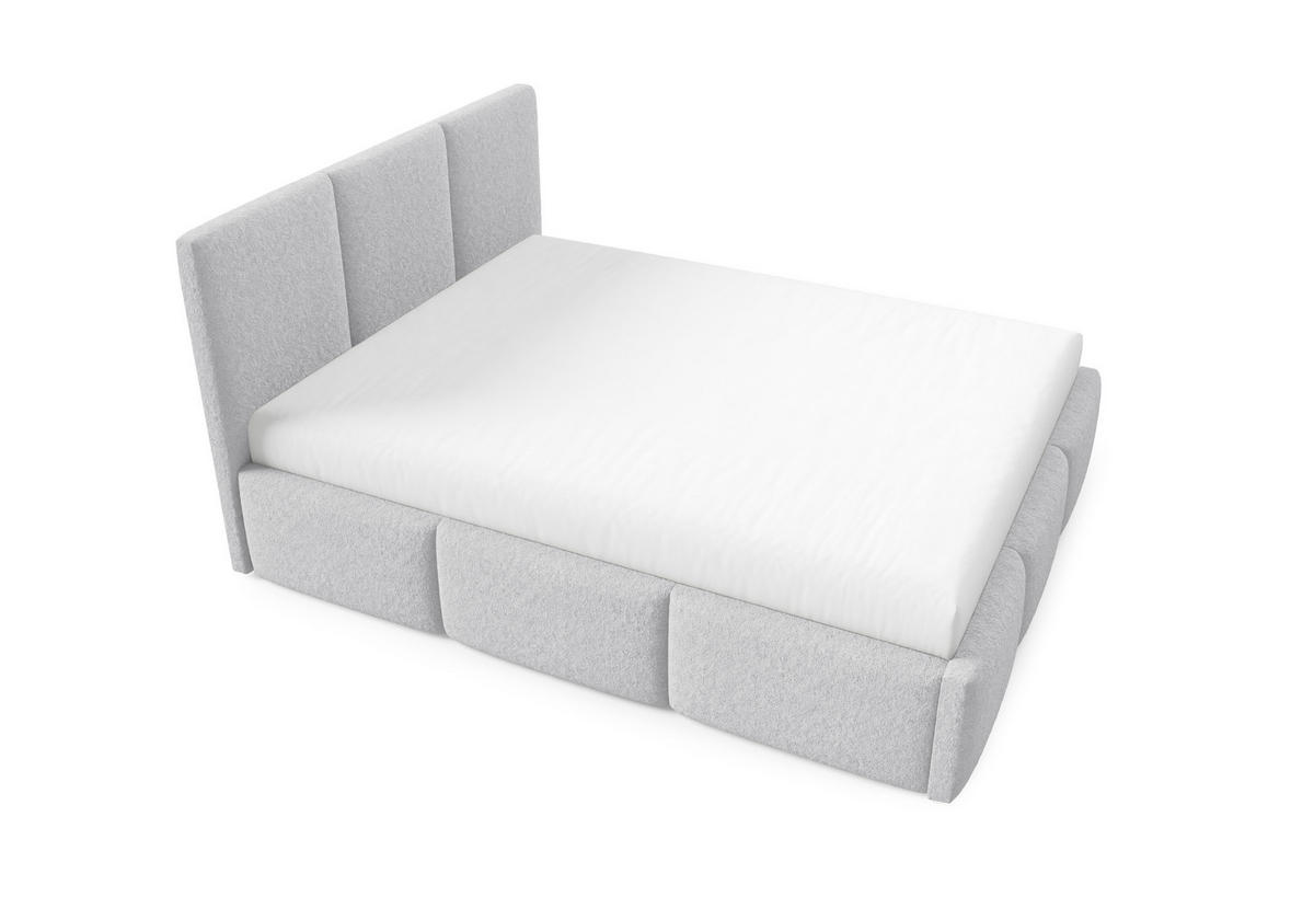 POLSTERBETT VALERIO mit Bettkasten, Bett 180x200,Doppelbett,Lattenrost,Boxspringbett-Optik,ohne Matratze,Schlafzimmer-Grau - Grau, Holz (180/200cm) - Furnistar