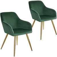 ESSZIMMERSTUHL 2er Set Marilyn 58 x 62 x 82 cm dunkelgrün/gold - Dunkelgrün/Goldfarben, Textil (58/82/62cm) - tectake