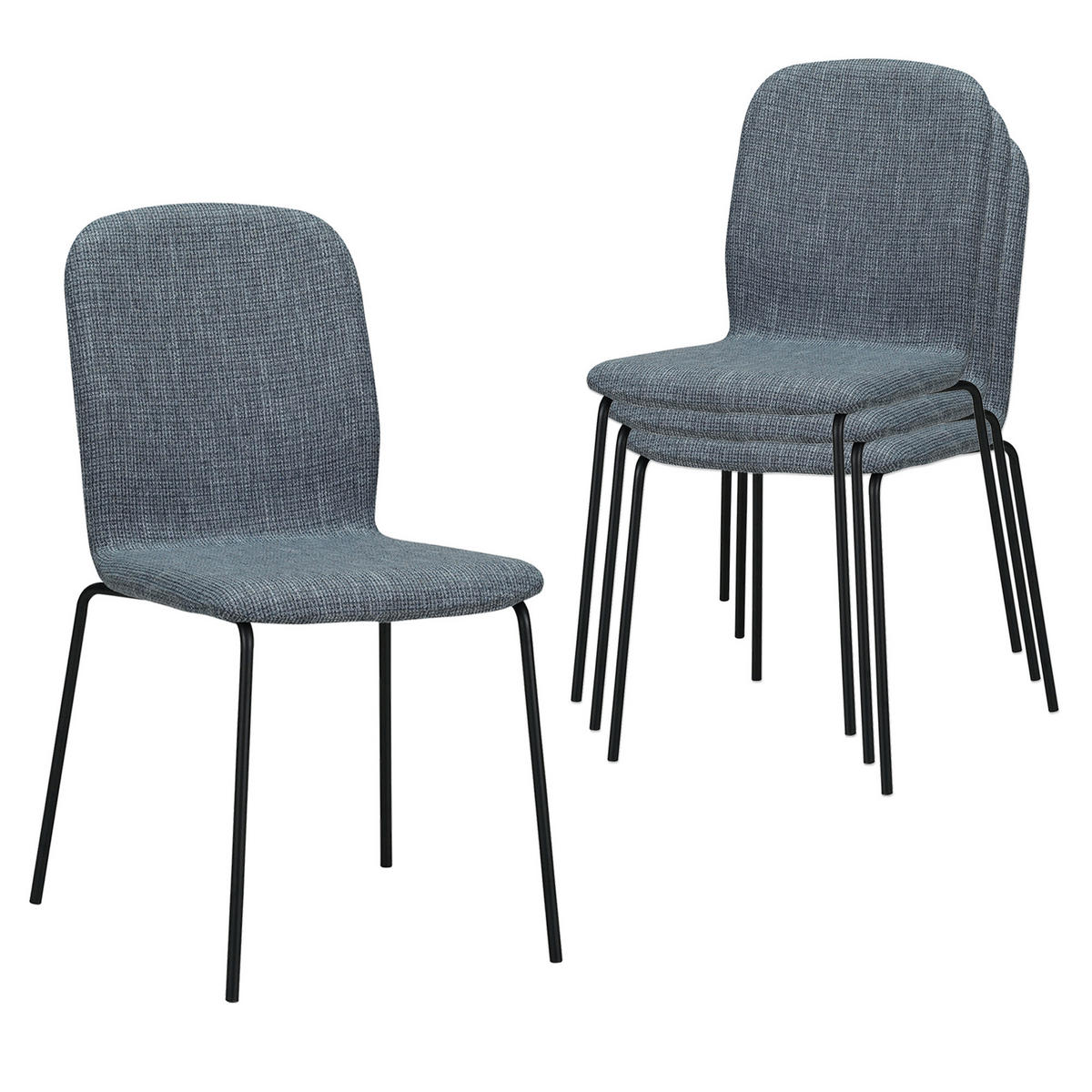 STUHL ENNA Stoffbezug Metallbeine 4er Set Grau - Grau, Textil/Metall (50/85/58cm) - Albatros