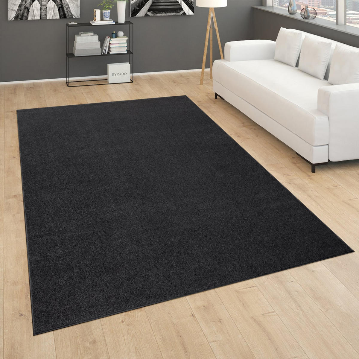 KURZFLORTEPPICH Waschbar, einfarbig, Schwarz, 160 x 220 cm - Schwarz, Textil (160/220cm) - KADIMA DESIGN