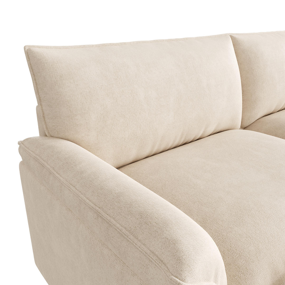 SOFA Beige U-Form Cloud Modular Deep Seat 216cm Hocker - Beige, Textil (77/82/216cm) - FLIEKS