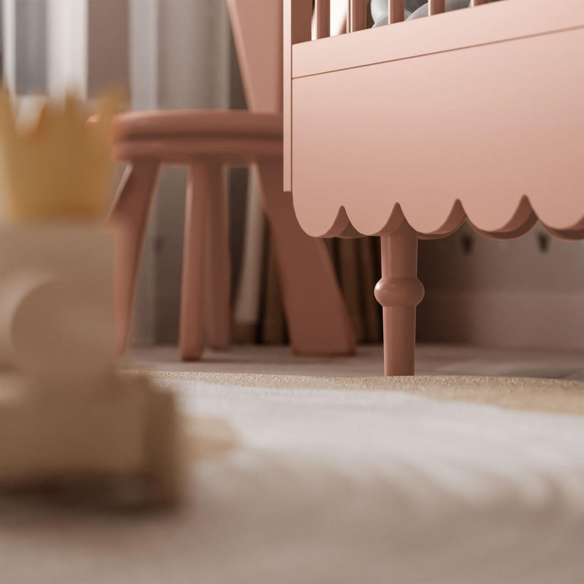 KINDERBETTCHEN BABUSHKA ohne Matratze, Natürlich Rosa - Rosa, Holzwerkstoff