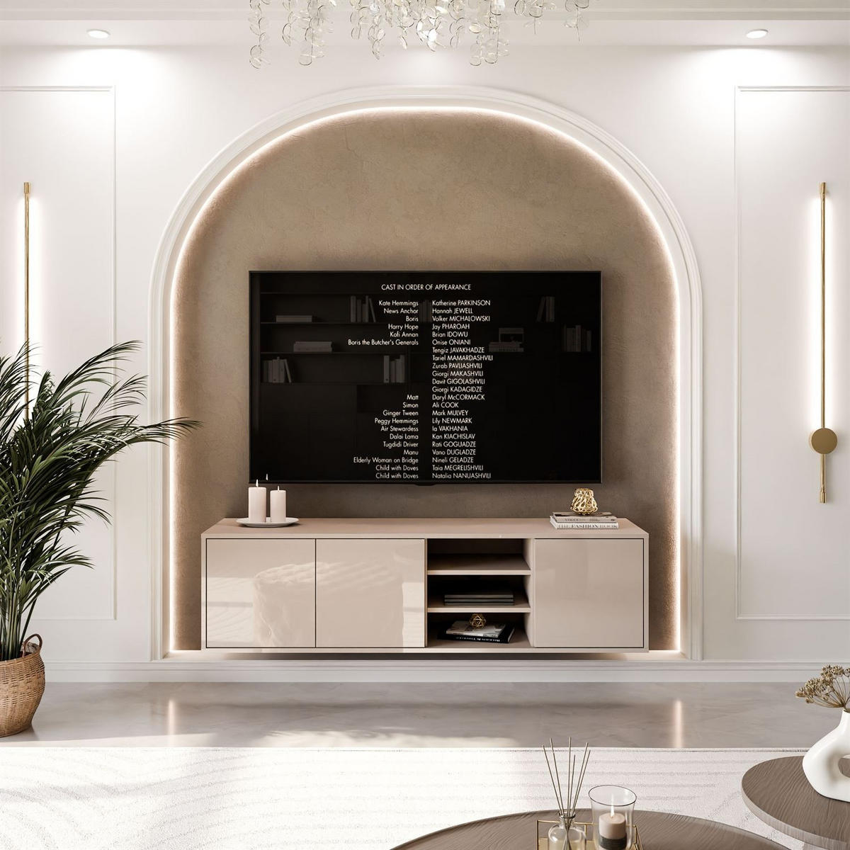 TV-SCHRANK SANAYI Kaschmir Hochglanz – hängend - Kaschmir, Holzwerkstoff (156/42/38cm) - Lookway
