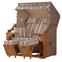 STRANDKORB Komplettset - Schleswig Pinie - PE mokka - Modell 557 - Graubraun, Holz (120/160/80cm) - bene living