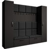 GARDEROBE Margaret XL 242/203/43 mit gepolsterten Paneelen und Schuhschrank - Schwarz, Holzwerkstoff/Kunststoff (242/203/43cm) - Beautysofa