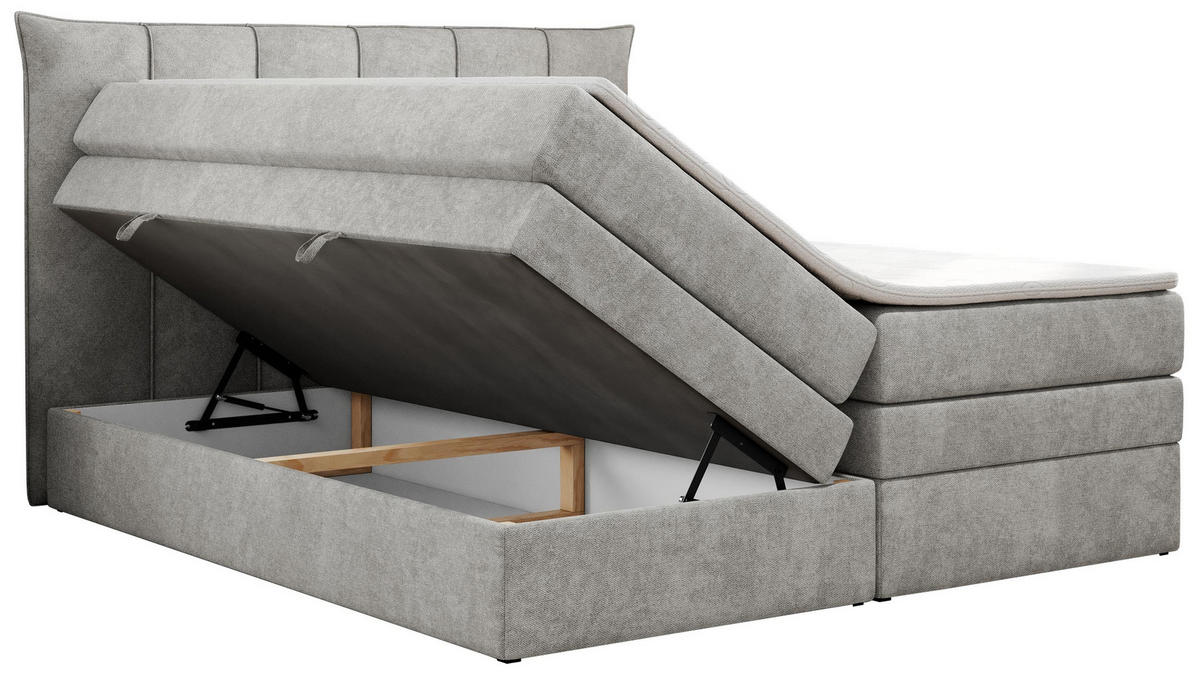 BOXSPRINGBETT PREMIUM 10 KING 120/200 Hellgrau Struktur - H3 - Hellgrau, Holz/Textil (120/200cm) - MKS