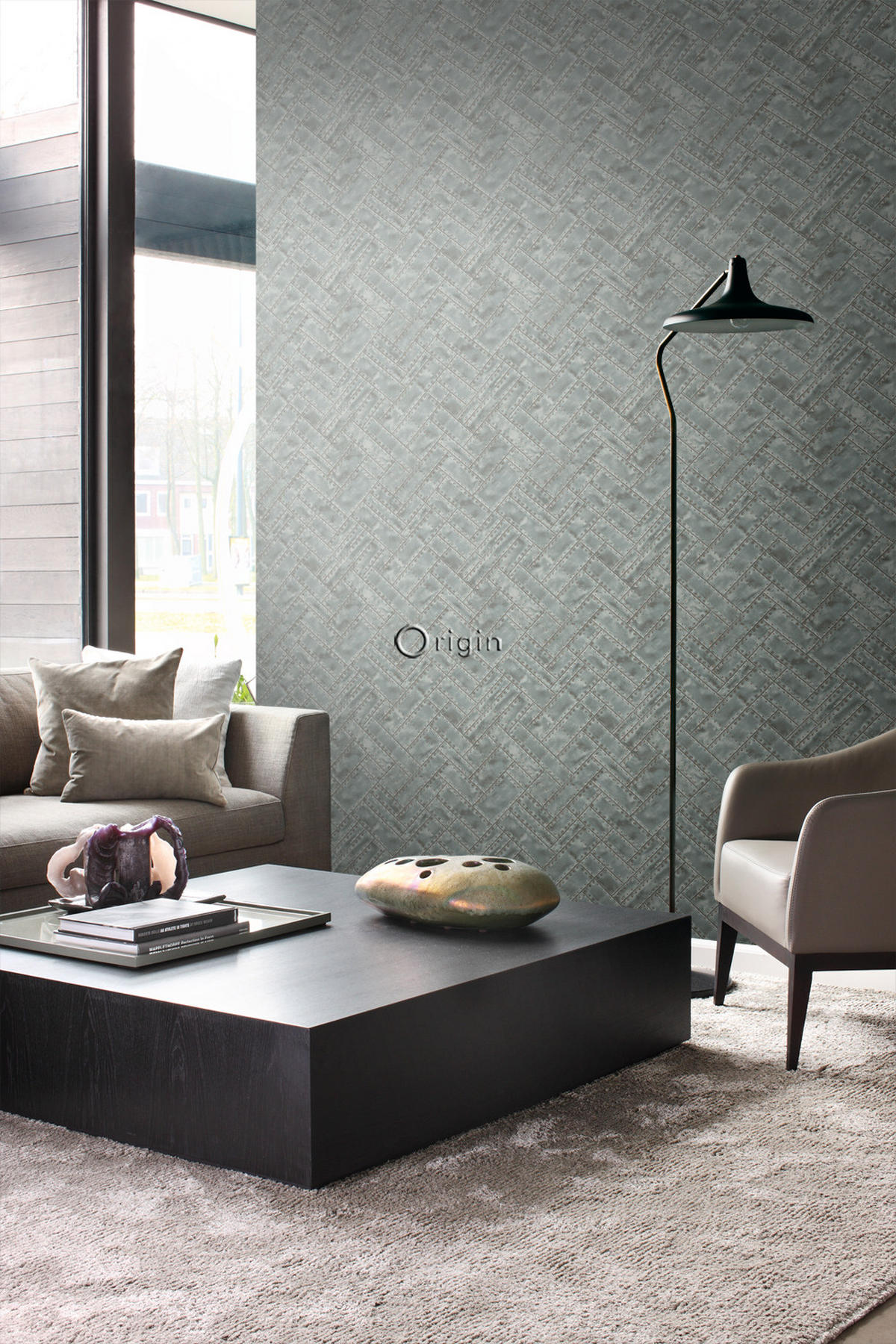 TAPETE Metallplatten 53 cm x 10.05 m - Grau, Papier (53/1000cm) - Origin Wallcoverings