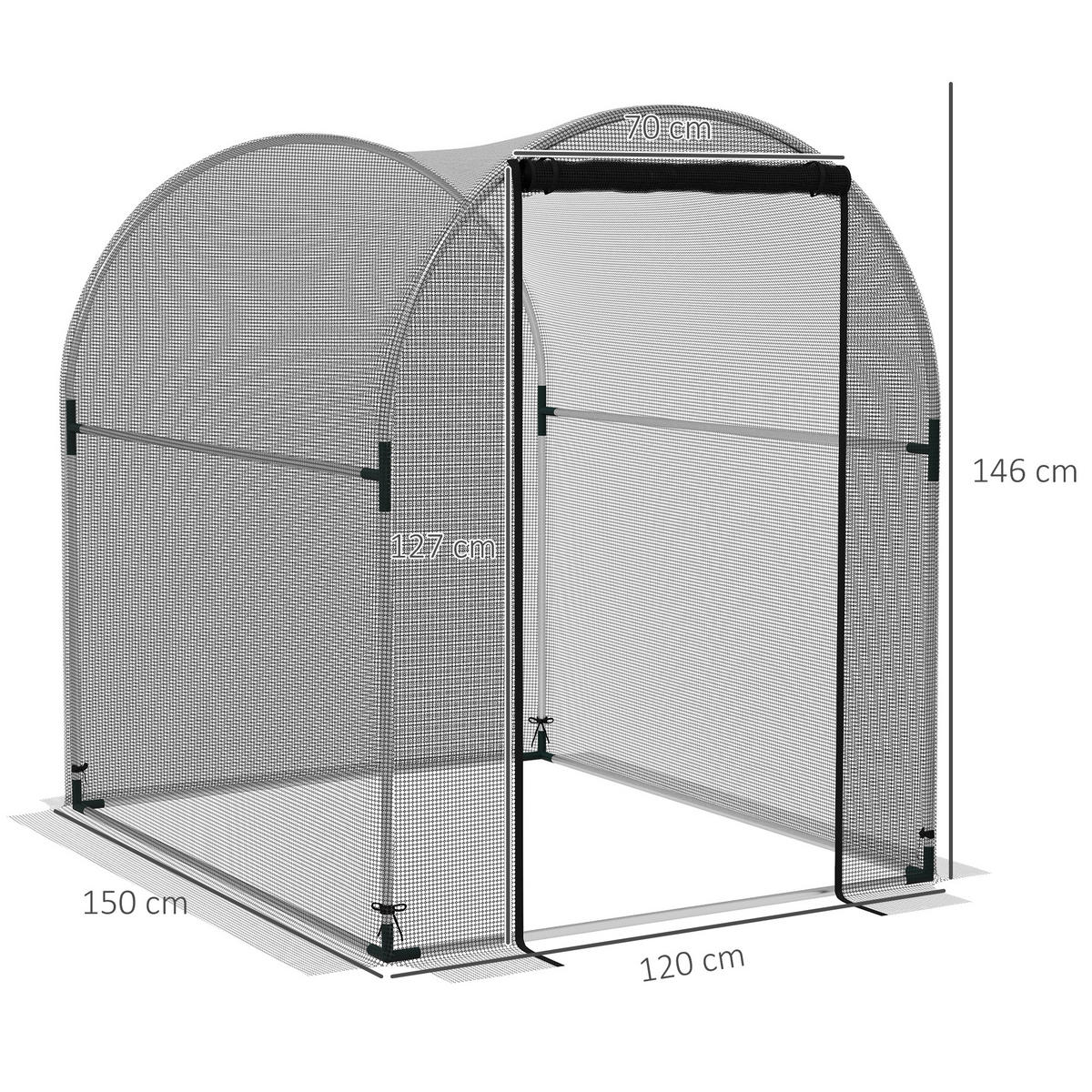 INSEKTENSCHUTZNETZ 1,2 x 1,5 m, für Garten, Balkon, HDPE, Schwarz - Schwarz, Metall (120/146/150cm) - Outsunny