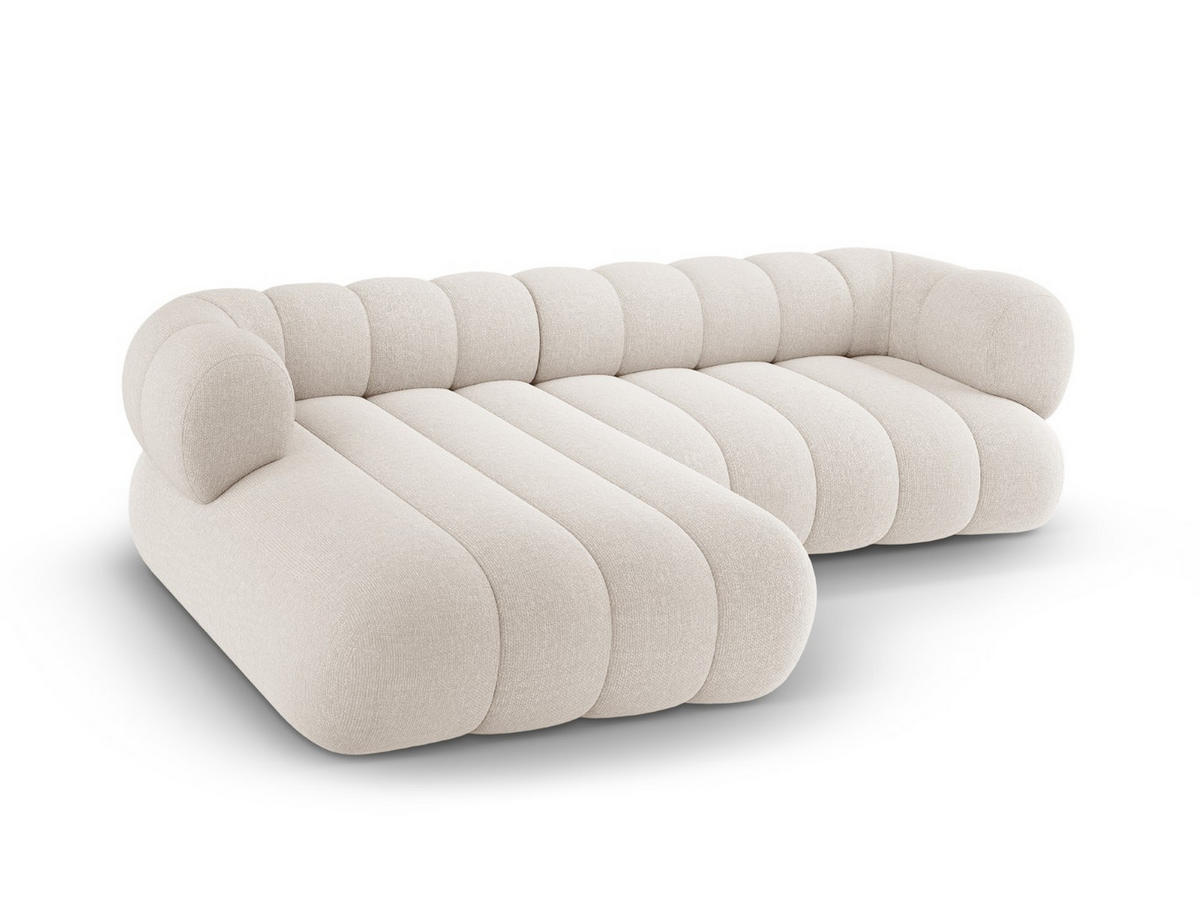 ECKSOFA Koge aus Chenille-Stoff leichtes beige 5 Sitzplätze - Creme, Textil (165/270cm) - Cosmopolitan Design