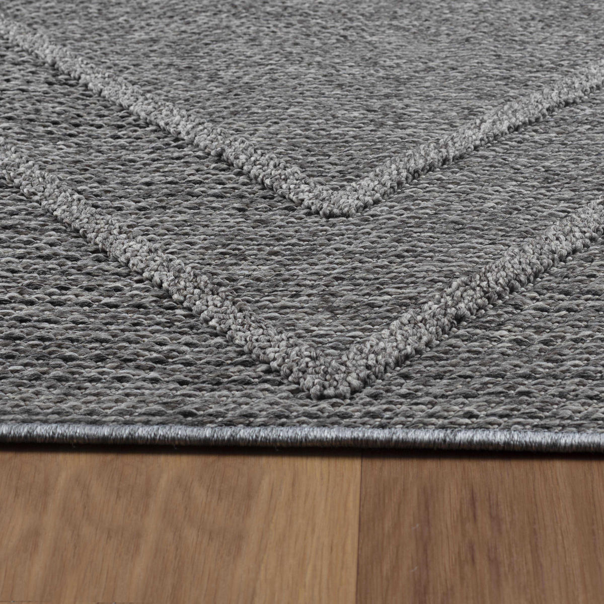 TEPPICH Outdoor Flachgewebe Boho-Muster Polypropylen Küche Grau Rechteckig 120x170 - Grau, Textil (120/170cm) - KADIMA DESIGN