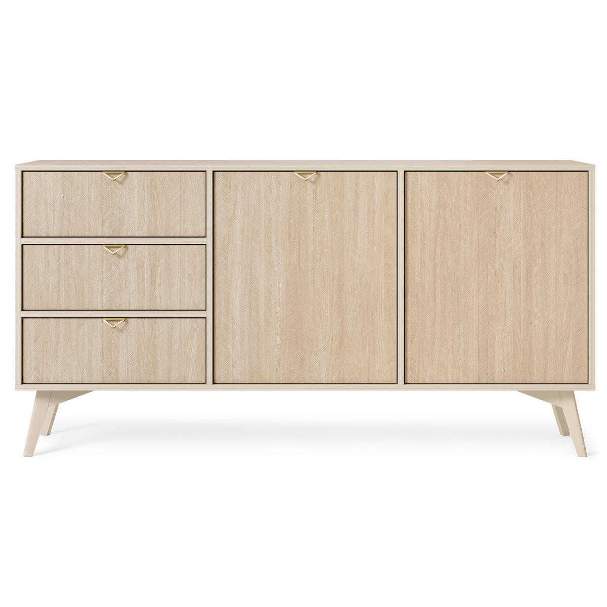 SIDEBOARD FORESTA 158/80/38 cm mit 3 Schubladen 2 Türen Beige - Beige/Kieferfarben, Holzwerkstoff (158/80/38cm) - MASSENO