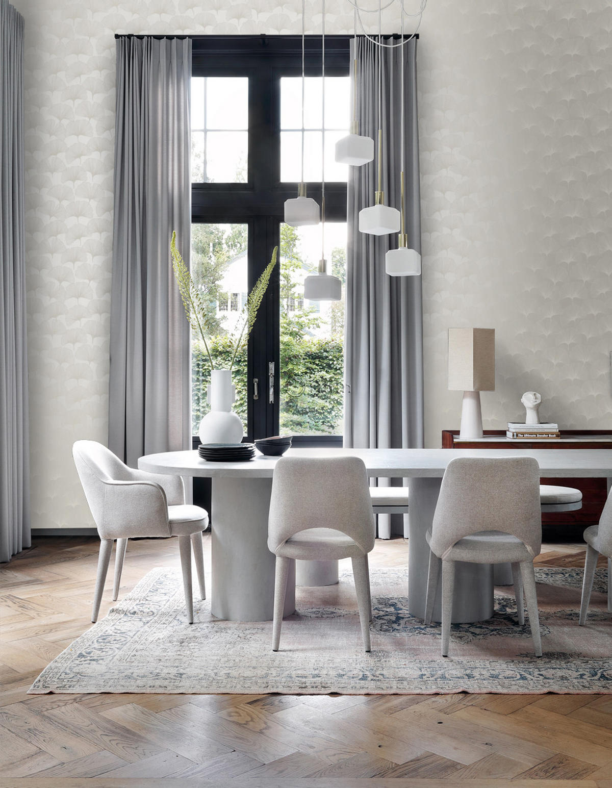 TAPETE Ginkgoblätter 53 cm x 10.05 m - Grau, Papier (53/1000cm) - Origin Wallcoverings