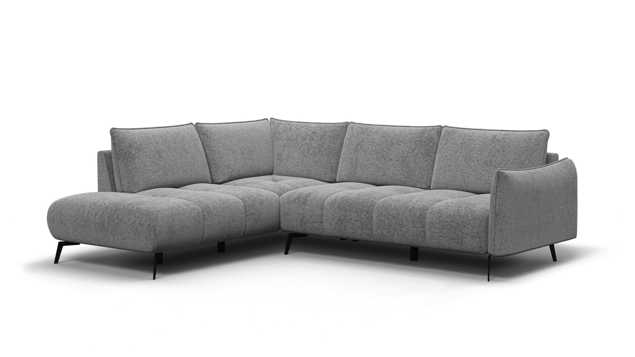 ECKSOFA AERA 5-Sitzer links, platingrau - Schwarz/Grau, Holz/Textil (268/206cm) - Courtois Laville