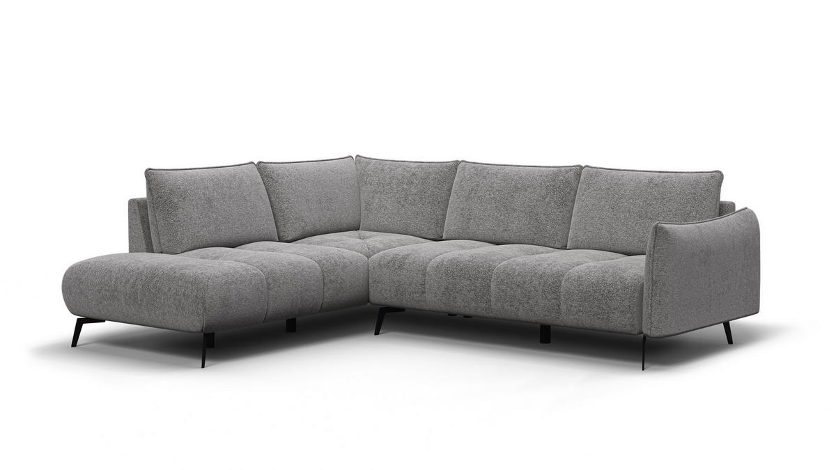 ECKSOFA AERA 5-Sitzer links, platingrau - Schwarz/Grau, Holz/Textil (268/206cm) - Courtois Laville