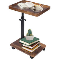 BEISTELLTISCH mit Rollen höhenverstellbar 45-80 cm Nussbaum Finish - Braun, Holzwerkstoff (40/30/45cm)