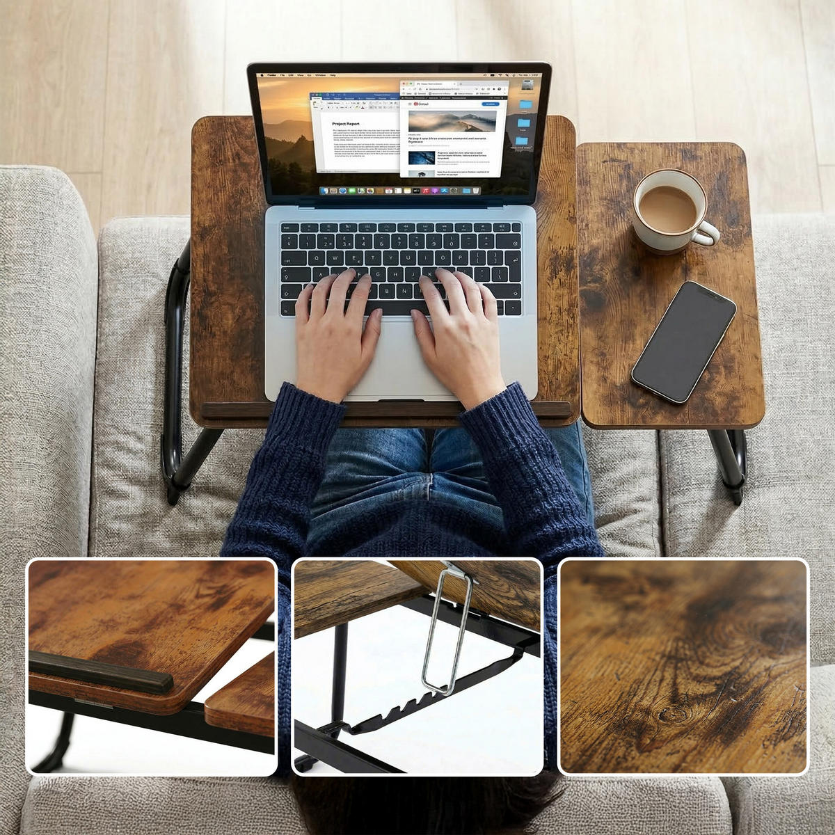 LAPTOPTISCH - Schwarz, Holzwerkstoff/Metall (33/56/23.5cm) - Relaxdays