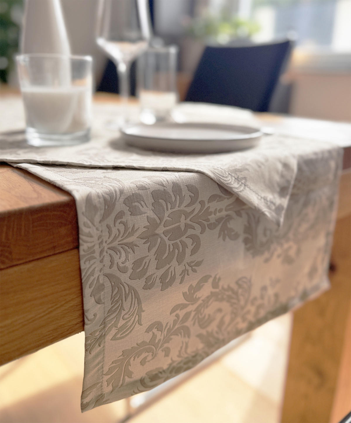 XS-MITTELDECKE Epoche linen-taupe 60/60 cm - Taupe, Textil (60/60cm) - beties Heimtextil