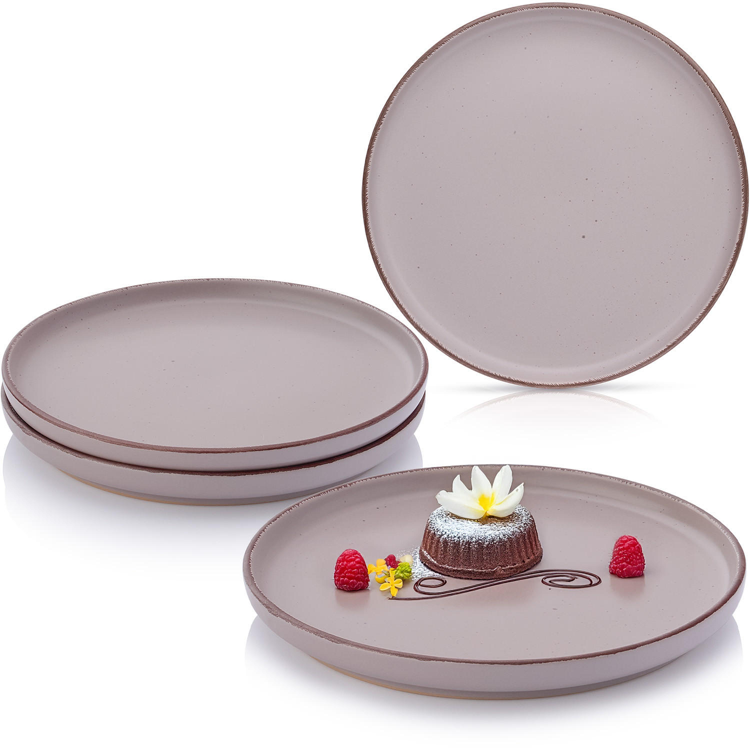 DESSERTTELLER BOMBAY BASALT - 4 teilig aus Steingut - Lila, Stein (20.5cm) - Sänger