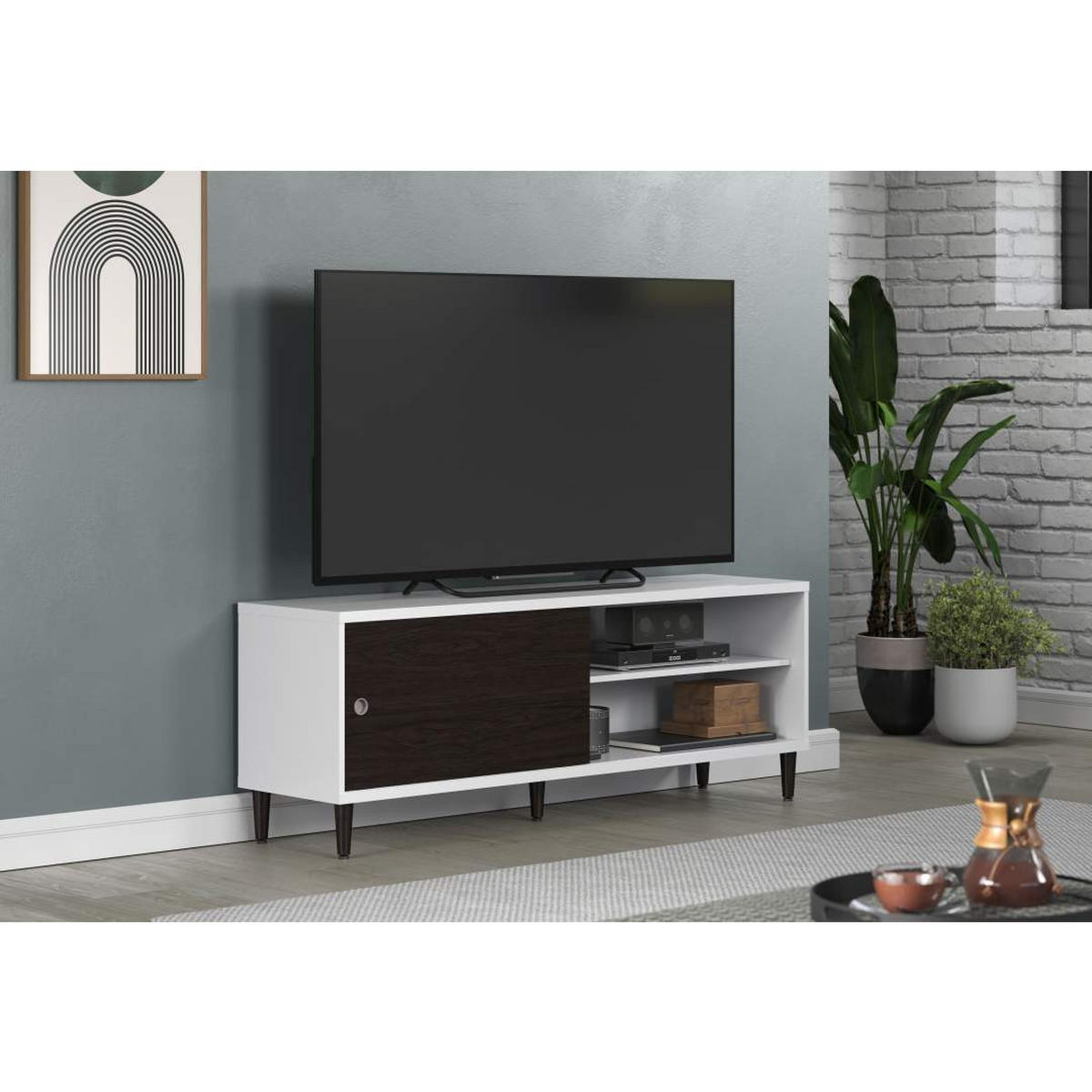 TV TISCH weiß - Weiß, Holzwerkstoff (150/56/40cm) - ebuy24