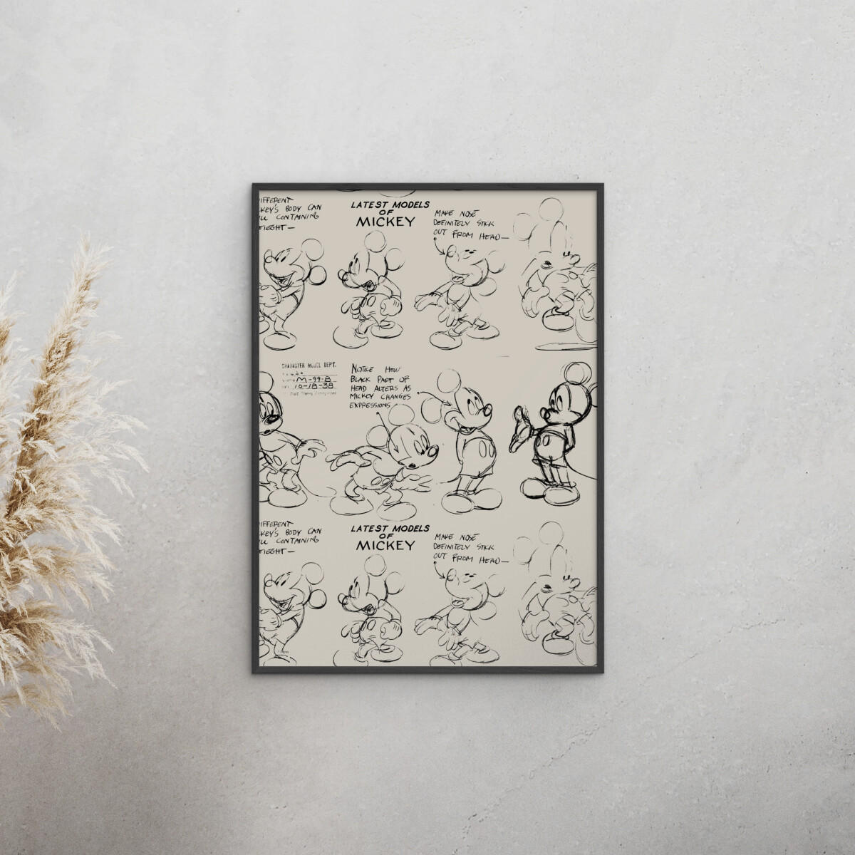 POSTER mit Rahmen Disney - Disney - Mickey Mouse Latest Models of Mickey - Beige/Schwarz, Holz/Papier (70/100cm) - Poster&Frame