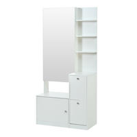 SCHUHSCHRANK aus Spanplatte 85x40x180cm in Weiß mit Spiegel - Weiß, Holzwerkstoff (85/180/40cm) - Modfu