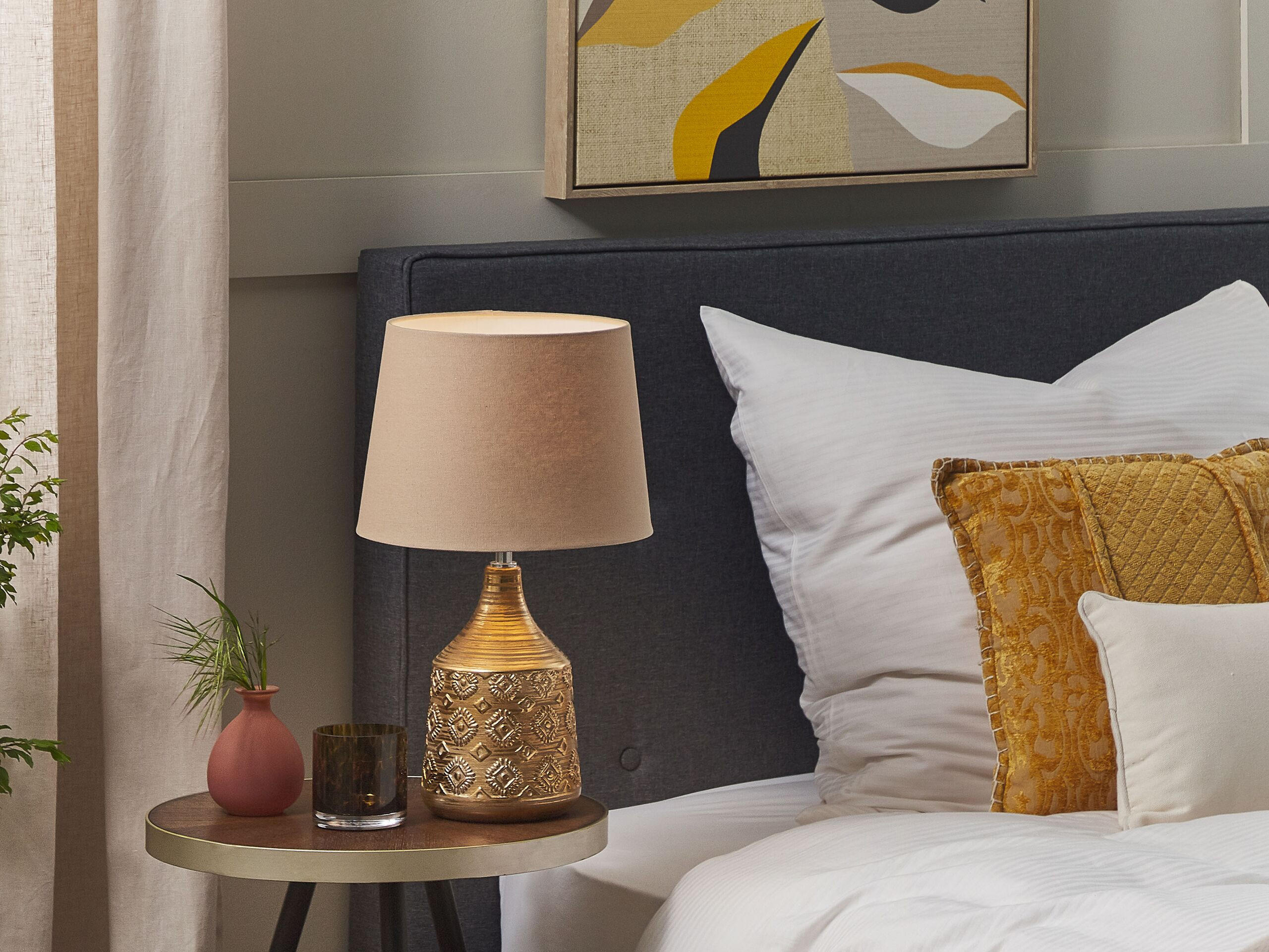 TISCHLAMPE Wari 29/29/47 cm - Beige, Keramik (29/29/47cm) - Beliani