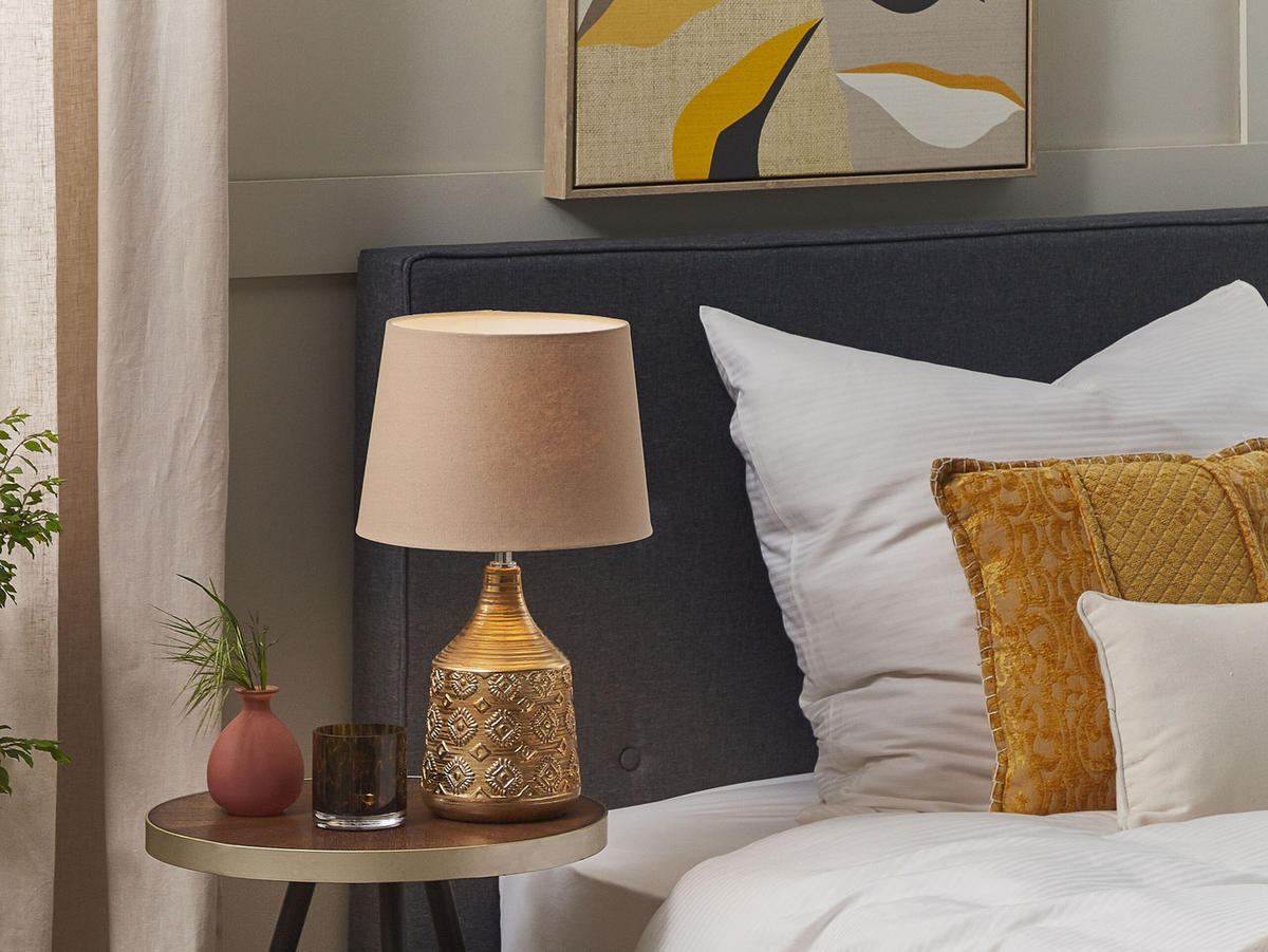 TISCHLAMPE Wari 29/29/47 cm - Beige, Keramik (29/29/47cm) - Beliani